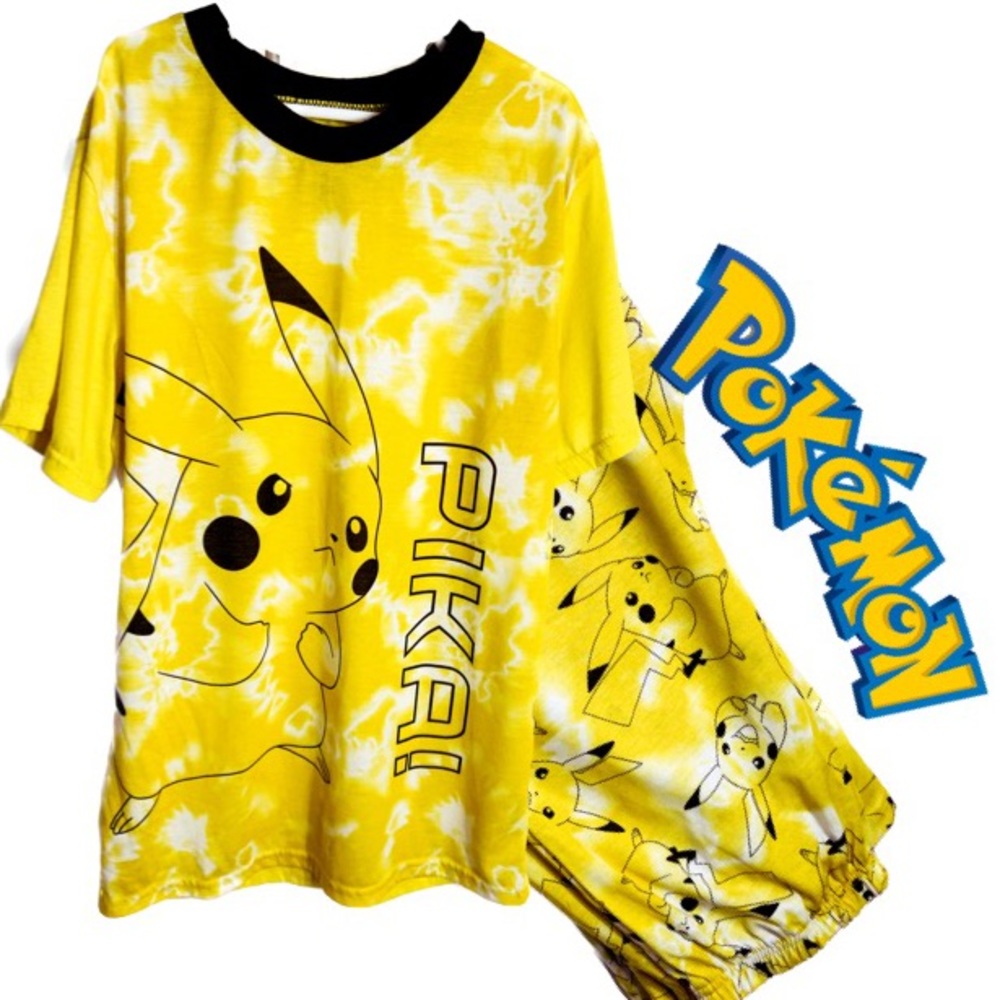 Official Pikachu Kids Yellow Tie-Dye Pajama Set